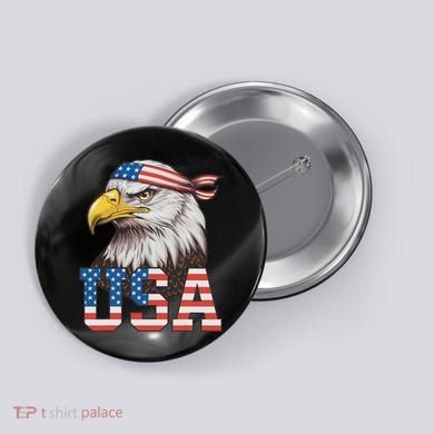 Usa American Flag Women Bald Eagle Patriotic Button