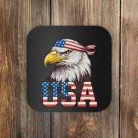 Usa American Flag Women Bald Eagle Patriotic Coaster thumb 0