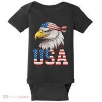 Usa American Flag Women Bald Eagle Patriotic Baby Bodysuit thumb 0