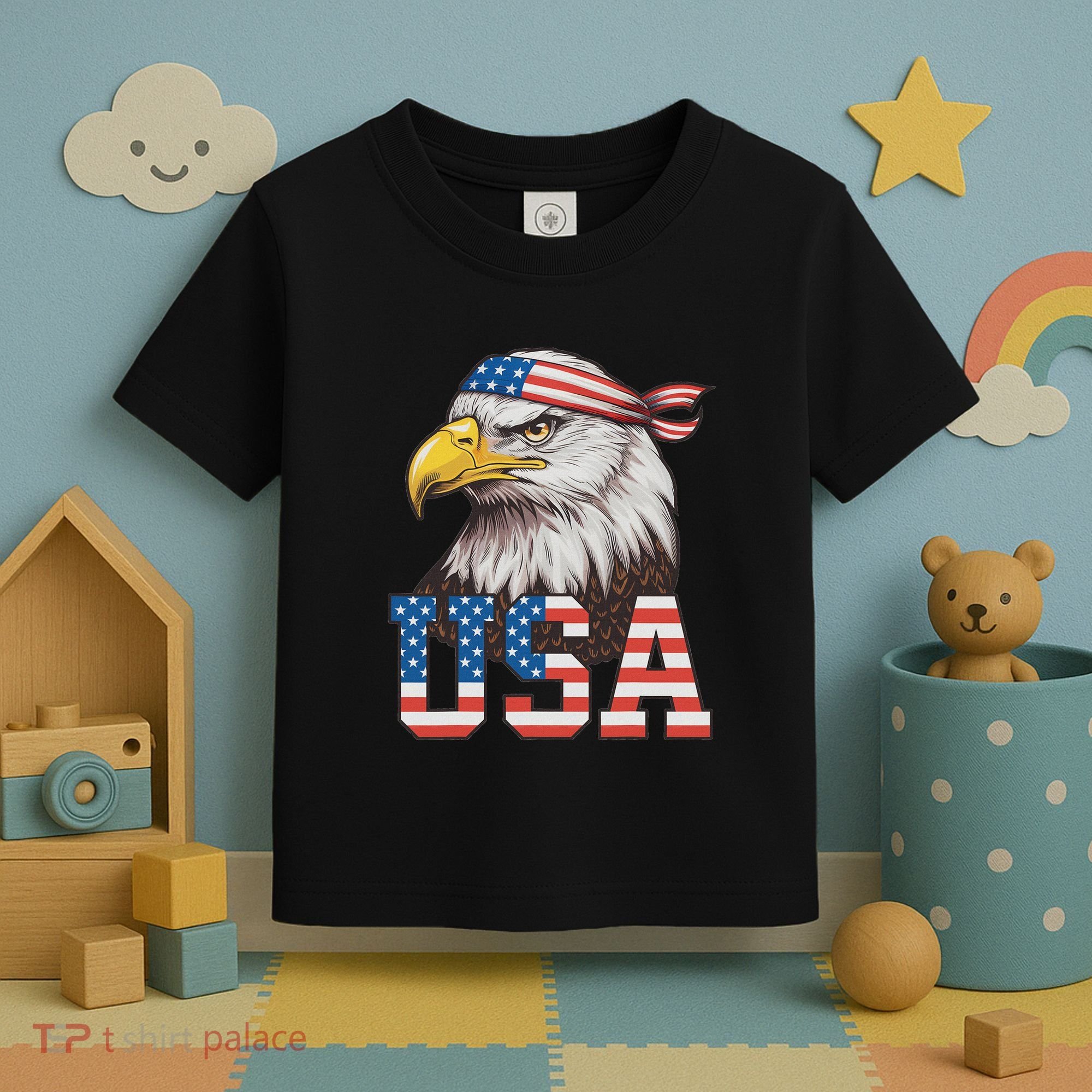 Usa American Flag Women Bald Eagle Patriotic Toddler T-Shirt
