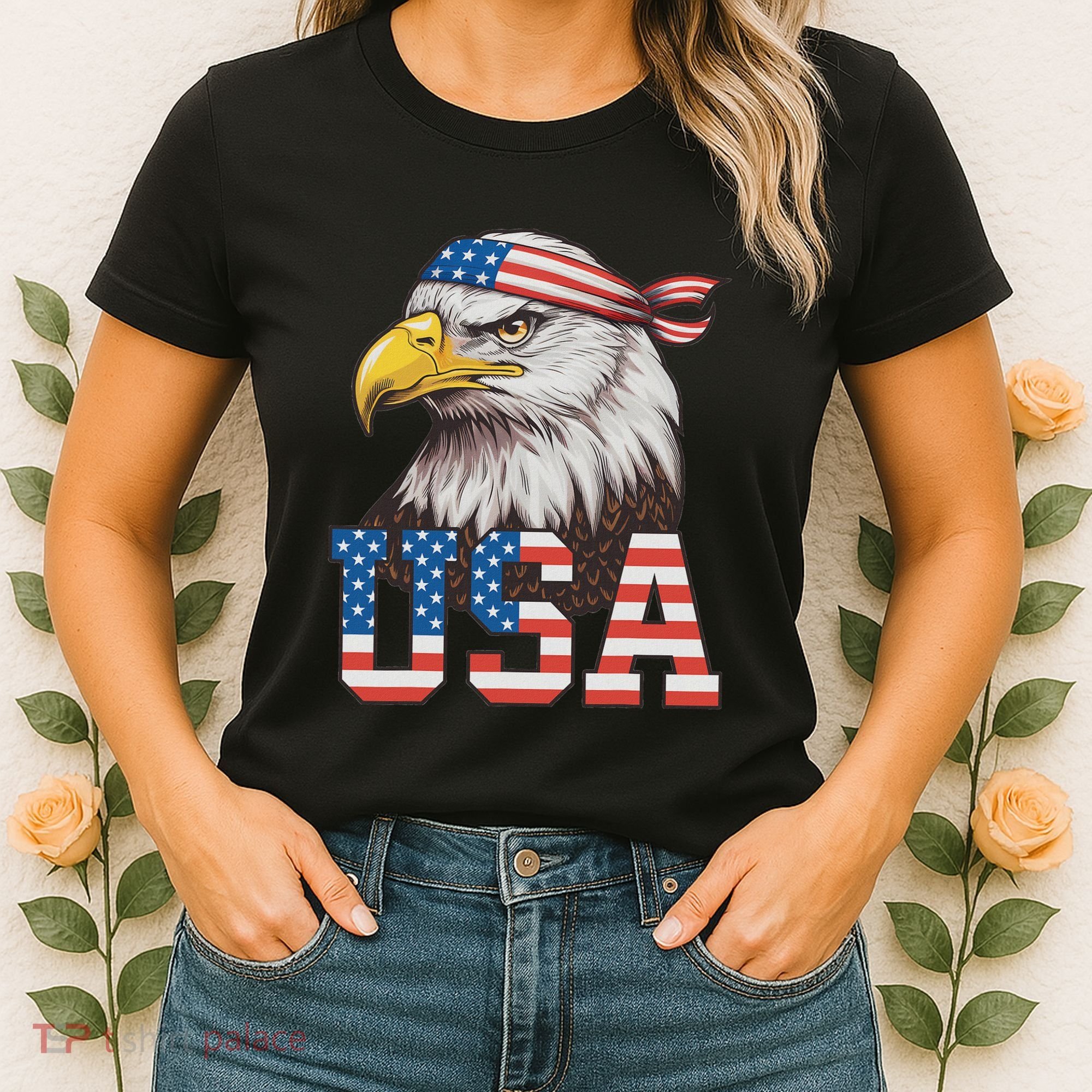 Usa American Flag Women Bald Eagle Patriotic Women's T-Shirt