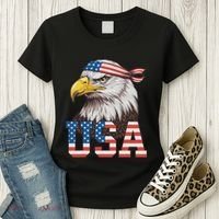 Usa American Flag Women Bald Eagle Patriotic Women's T-Shirt thumb 3