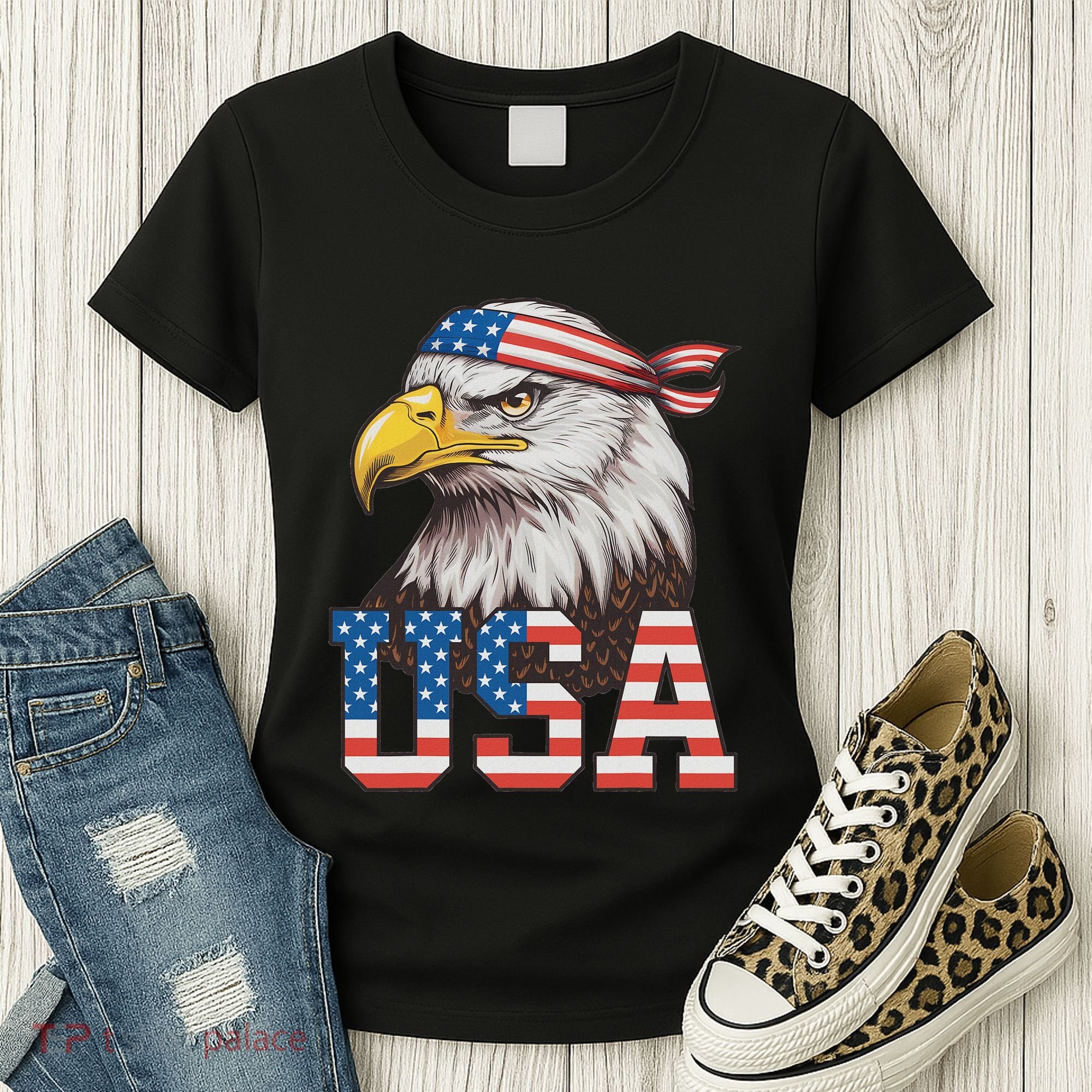 Usa American Flag Women Bald Eagle Patriotic Women's T-Shirt