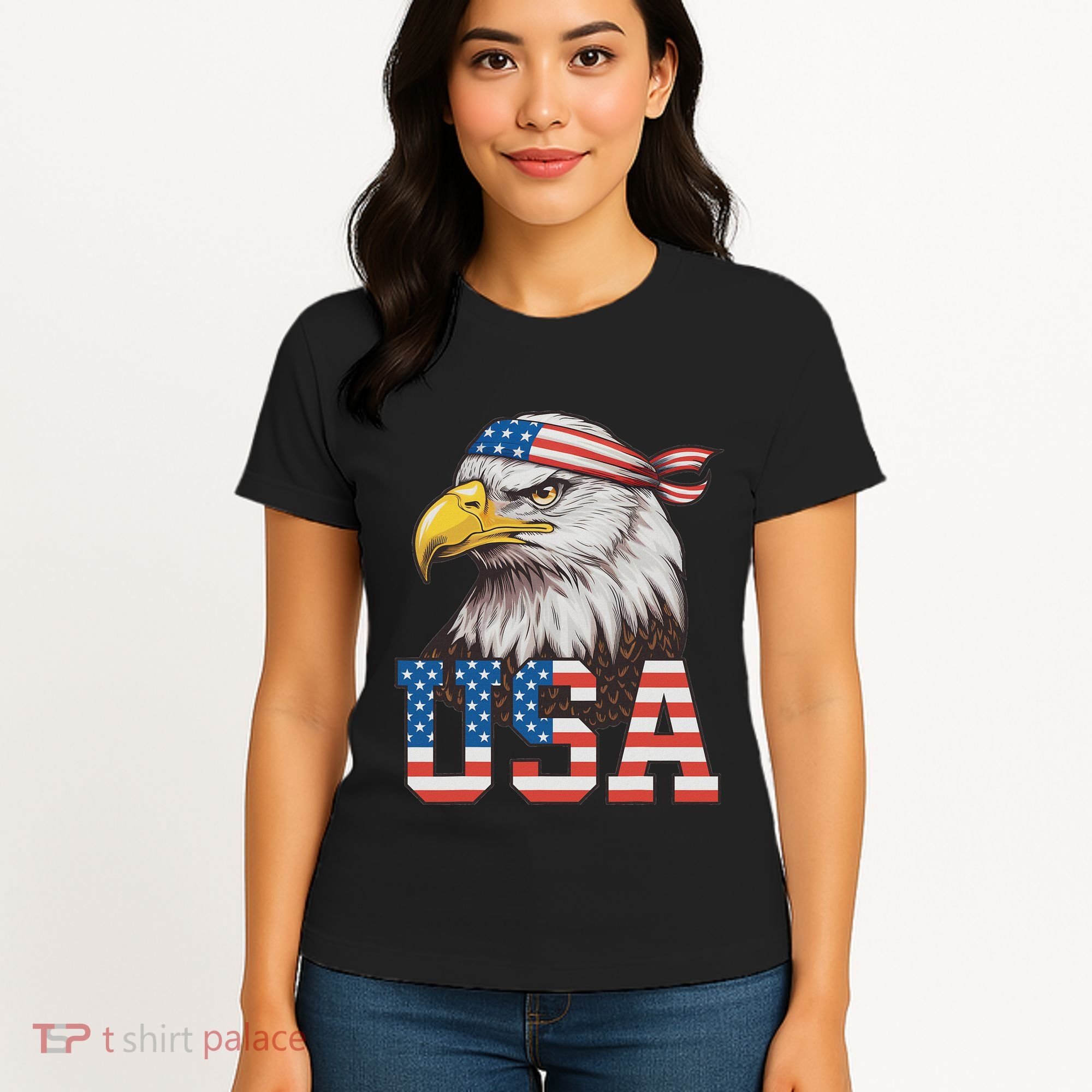 Usa American Flag Women Bald Eagle Patriotic Women's T-Shirt