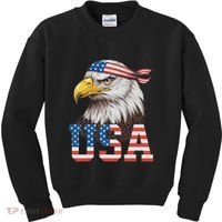 Usa American Flag Women Bald Eagle Patriotic Kids Sweatshirt thumb 0