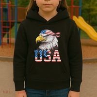 Usa American Flag Women Bald Eagle Patriotic Kids Hoodie thumb 3