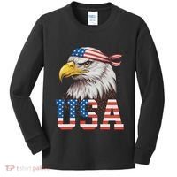Usa American Flag Women Bald Eagle Patriotic Kids Long Sleeve Shirt thumb 0