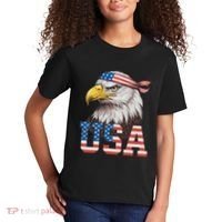 Usa American Flag Women Bald Eagle Patriotic Kids T-Shirt thumb 2