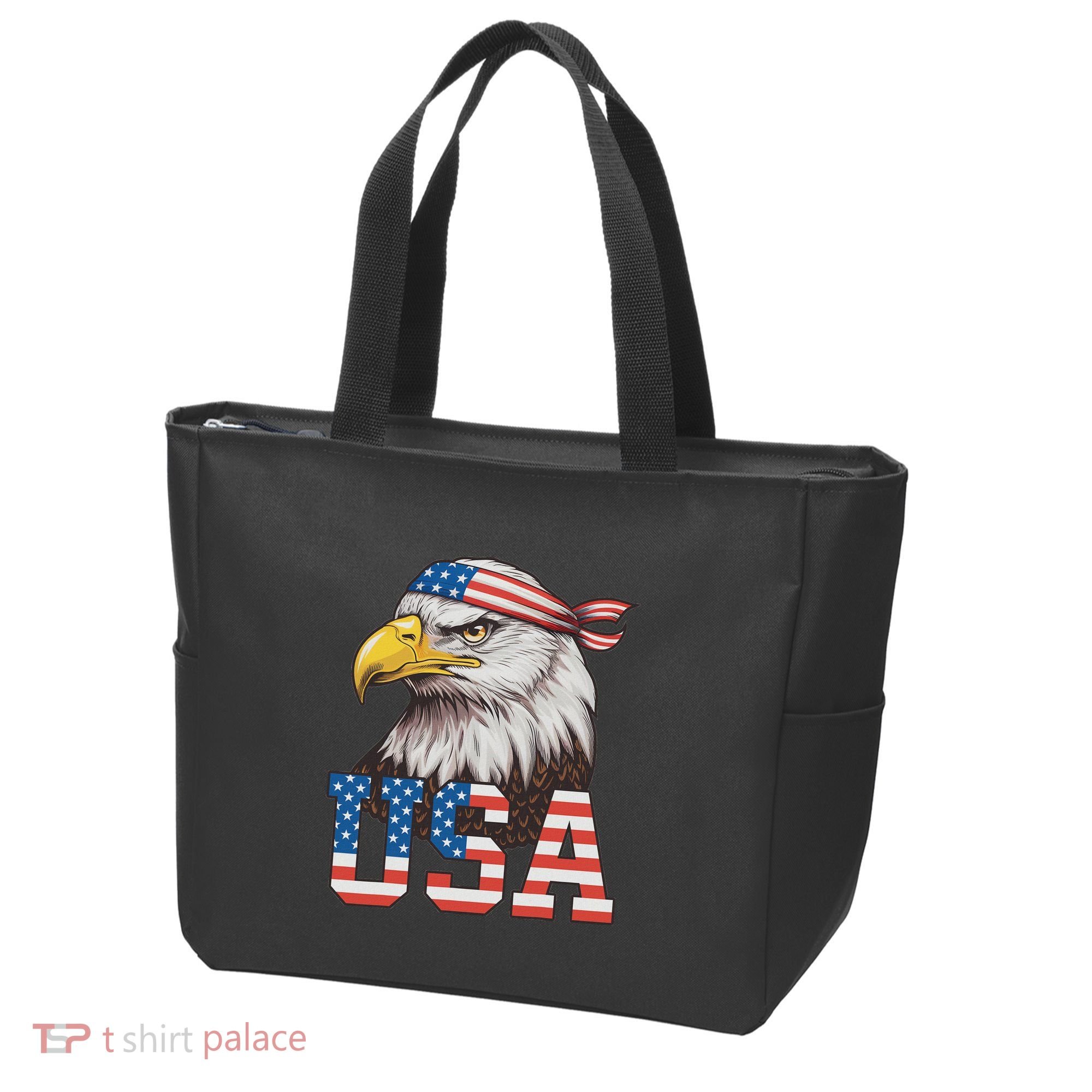Usa American Flag Women Bald Eagle Patriotic Tote Bag