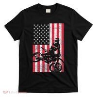 Usa American Flag Dirt Bike Red White Blue 4th Of July Top T-Shirt thumb 0