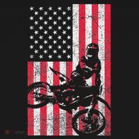 Usa American Flag Dirt Bike Red White Blue 4th Of July Top T-Shirt thumb 7