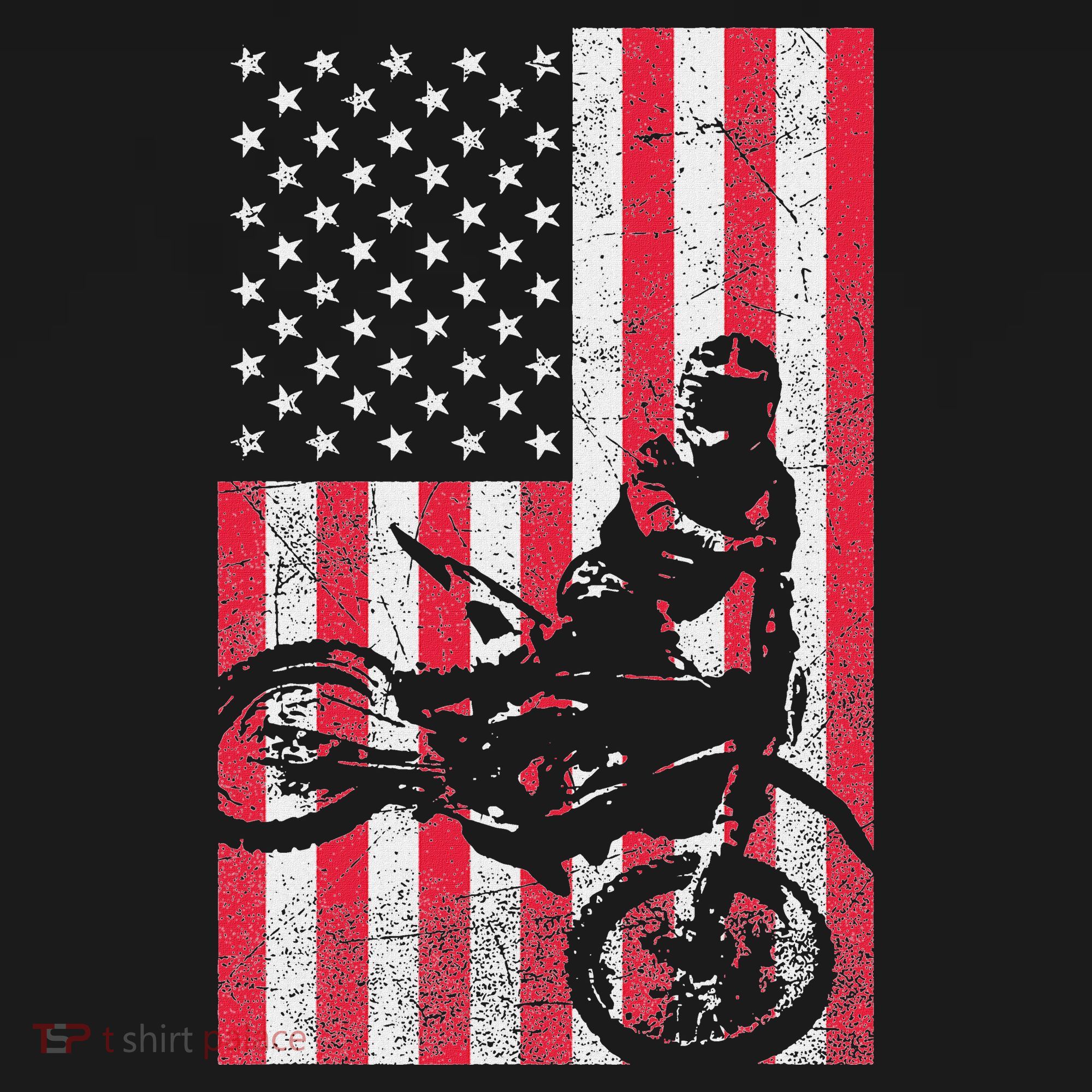 Usa American Flag Dirt Bike Red White Blue 4th Of July Top T-Shirt