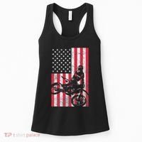 Usa American Flag Dirt Bike Red White Blue 4th Of July Top Women's Tank Top thumb 0