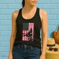 Usa American Flag Dirt Bike Red White Blue 4th Of July Top Women's Tank Top thumb 2