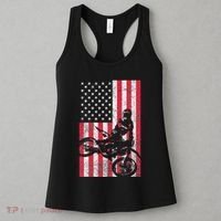 Usa American Flag Dirt Bike Red White Blue 4th Of July Top Women's Tank Top thumb 3