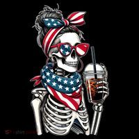 USA America Flag Skeleton Lady Coffee Lover Coffee Mug thumb 5