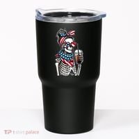 USA America Flag Skeleton Lady Coffee Lover Tumbler thumb 0
