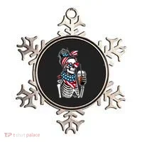 USA America Flag Skeleton Lady Coffee Lover Ornament thumb 0