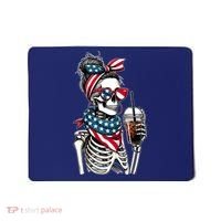 USA America Flag Skeleton Lady Coffee Lover Mousepad thumb 0