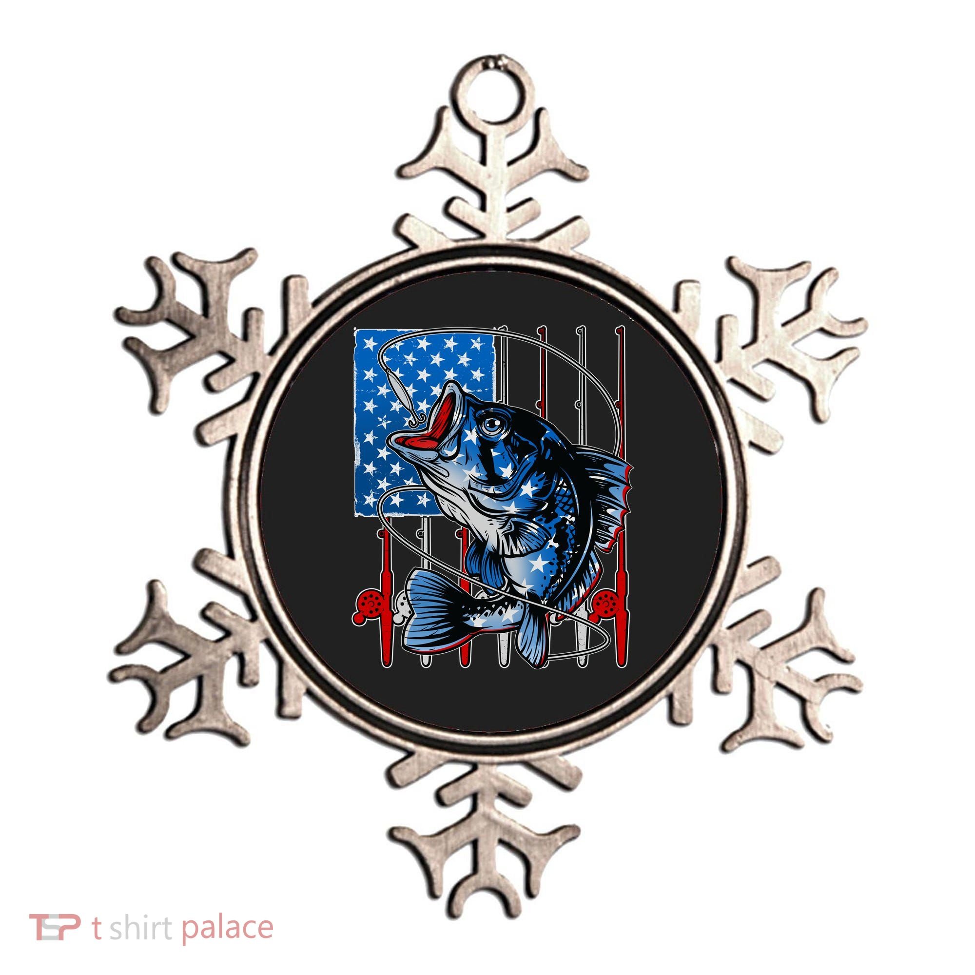 USA American Flag Bass Fishing Ornament