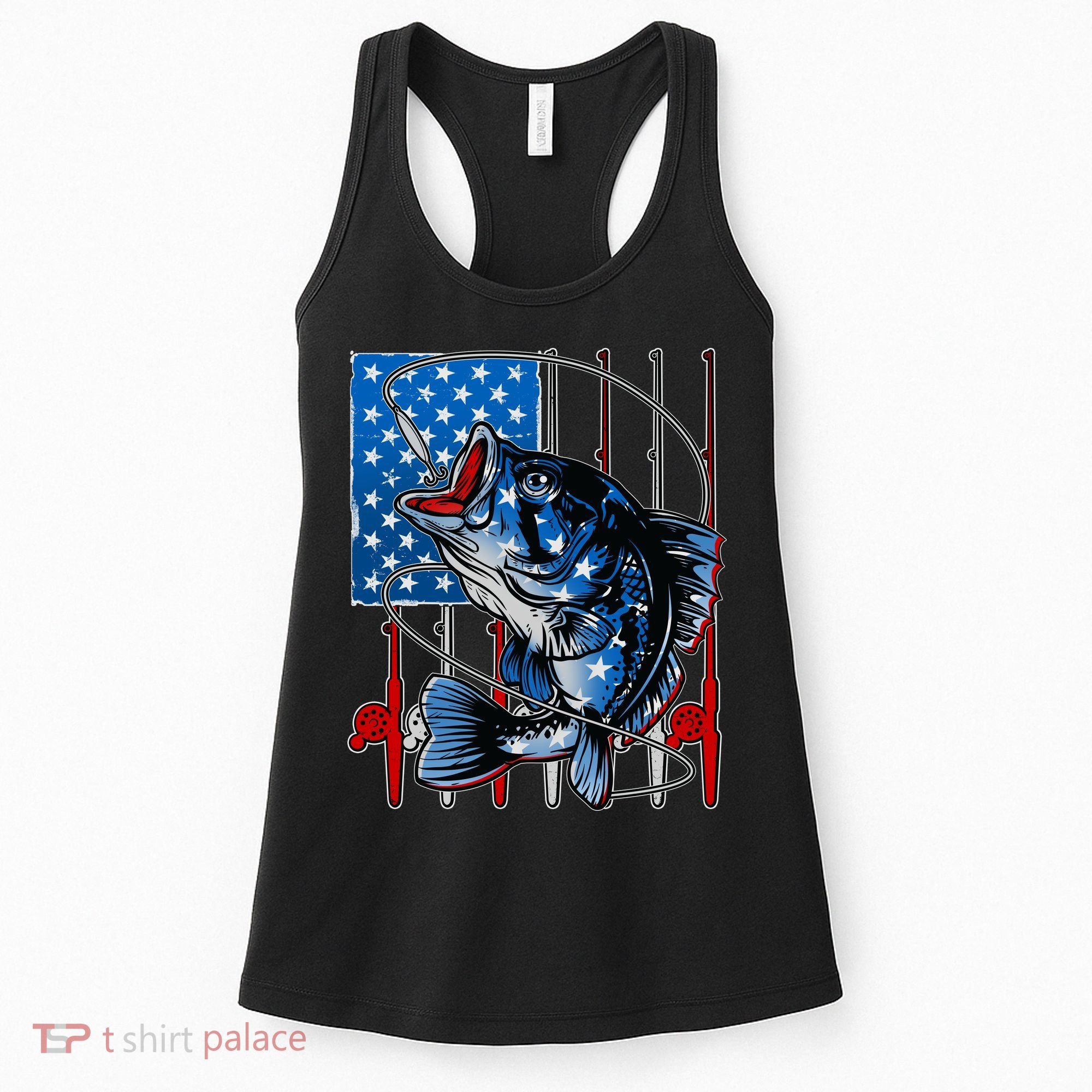 USA American Flag Bass Fishing Women's Tank Top