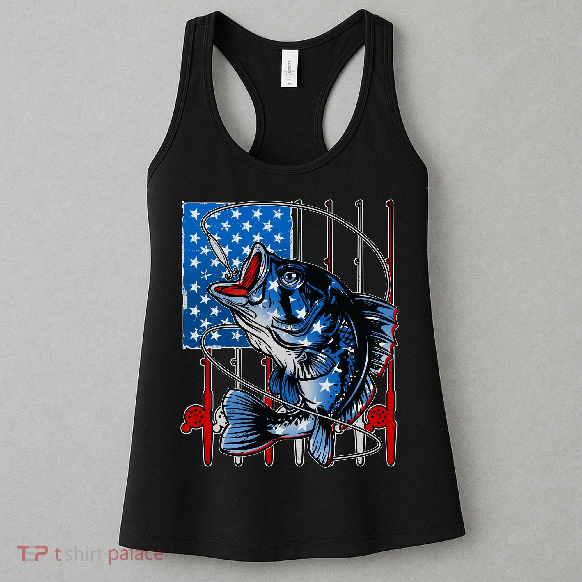 USA American Flag Bass Fishing Women's Tank Top
