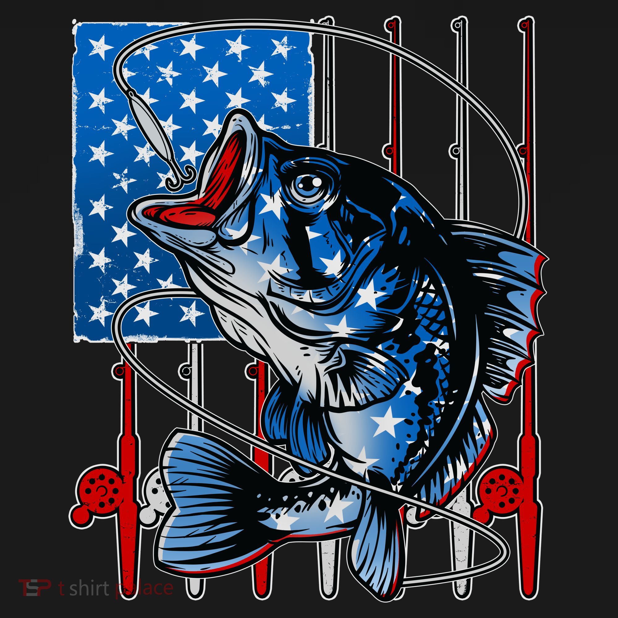 USA American Flag Bass Fishing Women's Tank Top