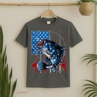 USA American Flag Bass Fishing T-Shirt thumb 2