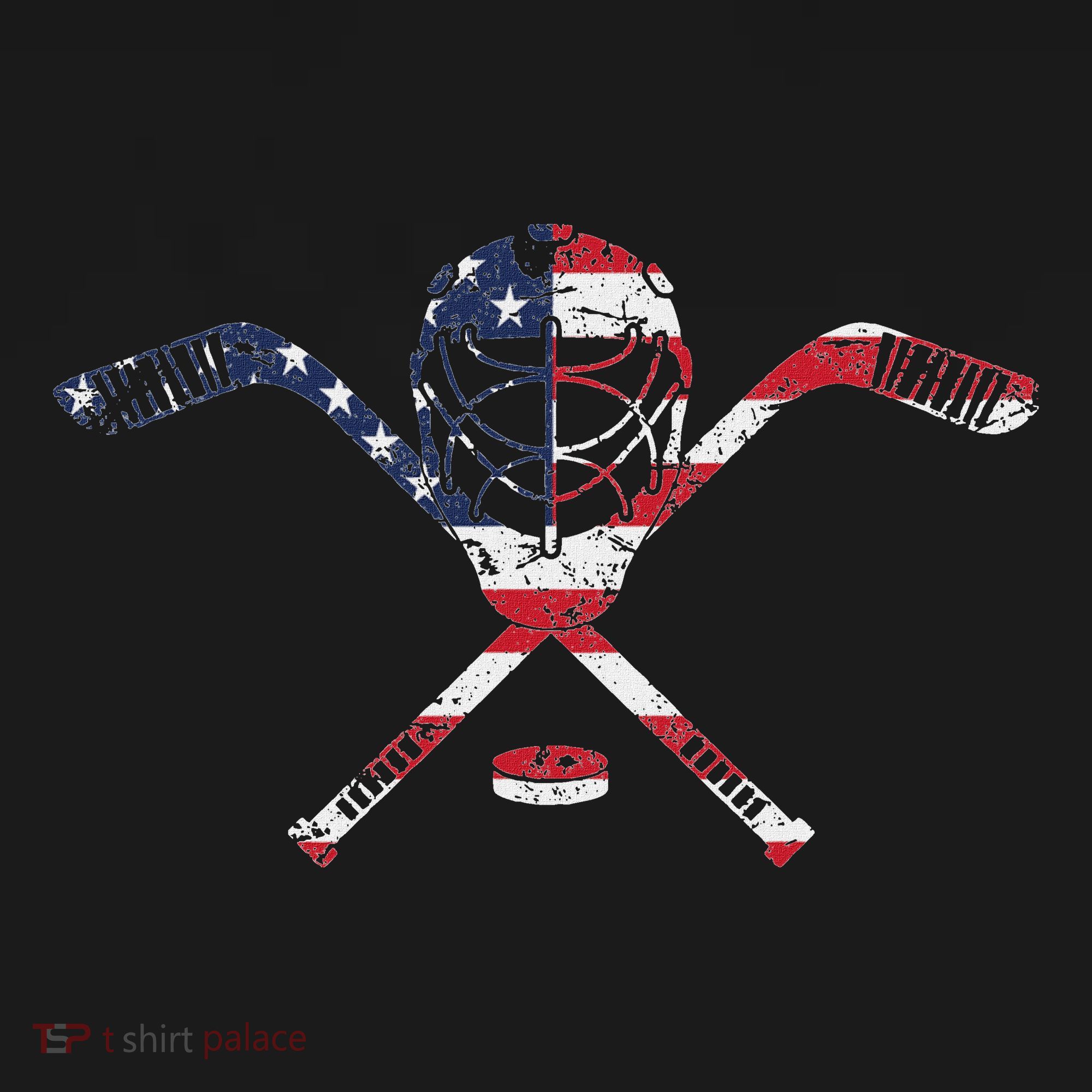 Usa American Flag Ice Hockey Goalie Mask Stick Patriotic T-Shirt