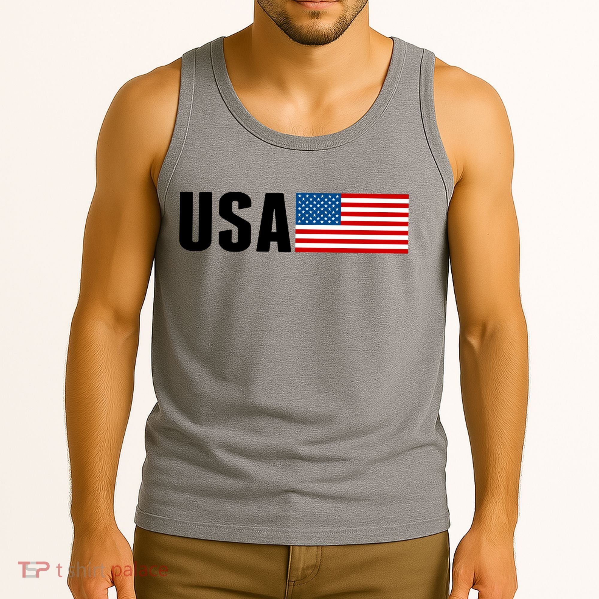 USA American Flag Logo Tank Top