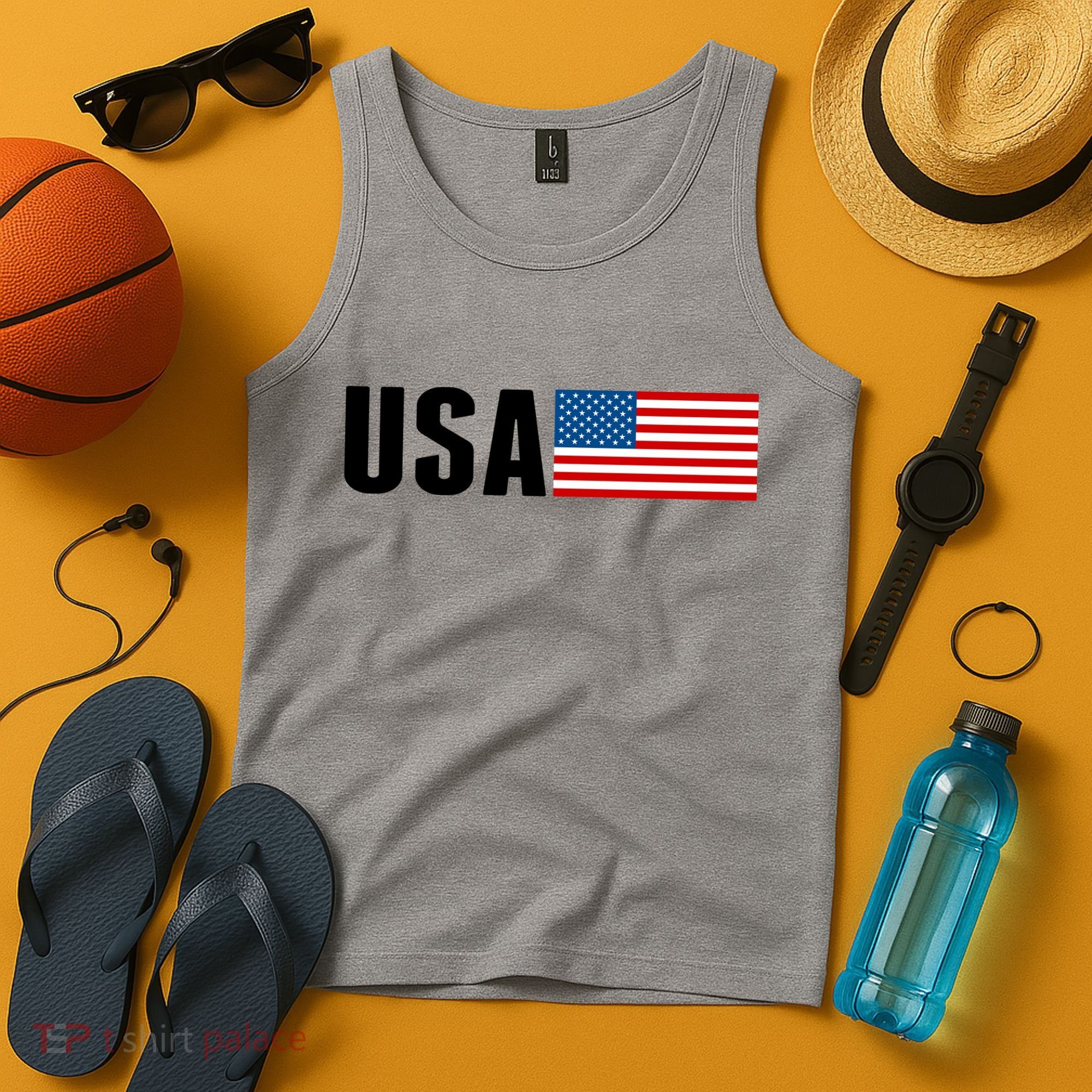 USA American Flag Logo Tank Top