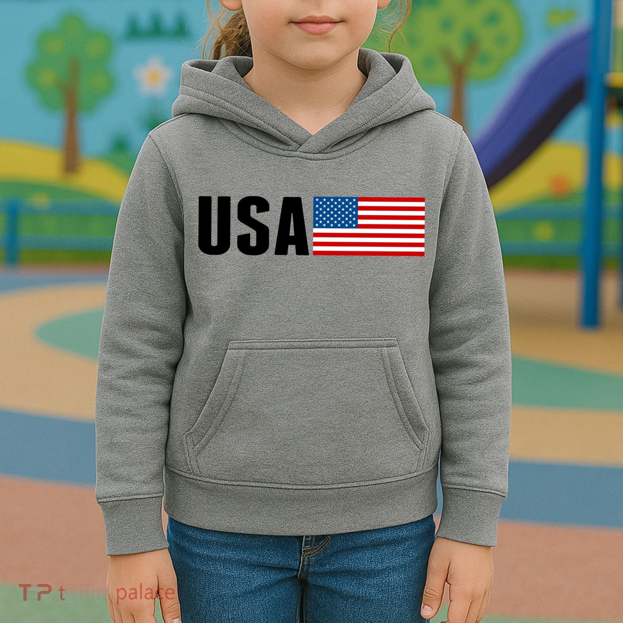 USA American Flag Logo Kids Hoodie