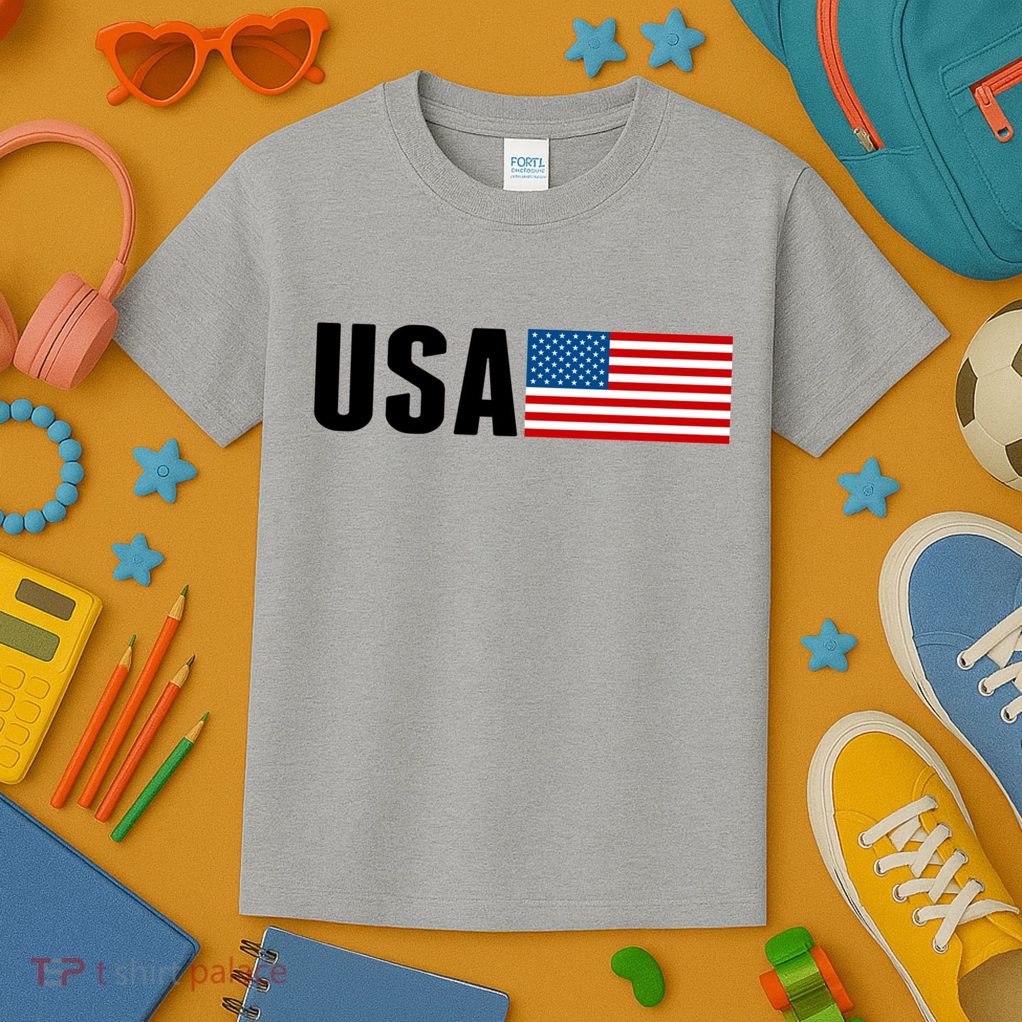 USA American Flag Logo Kids T-Shirt