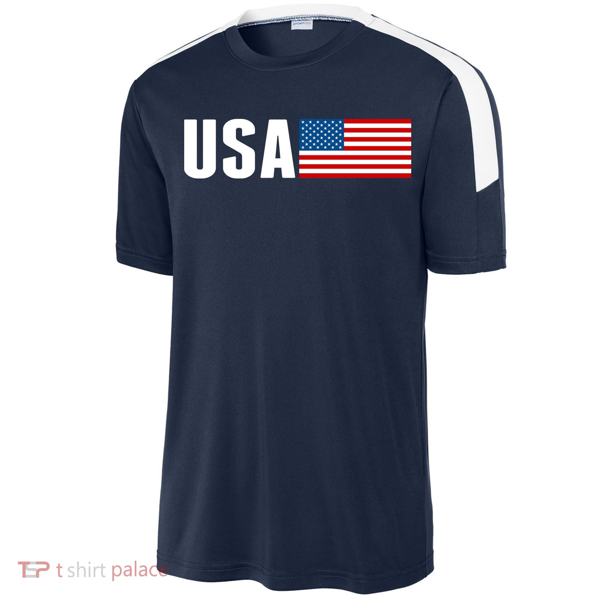 USA American Flag Logo Sport-Tek Competitor United Soccer Jersey