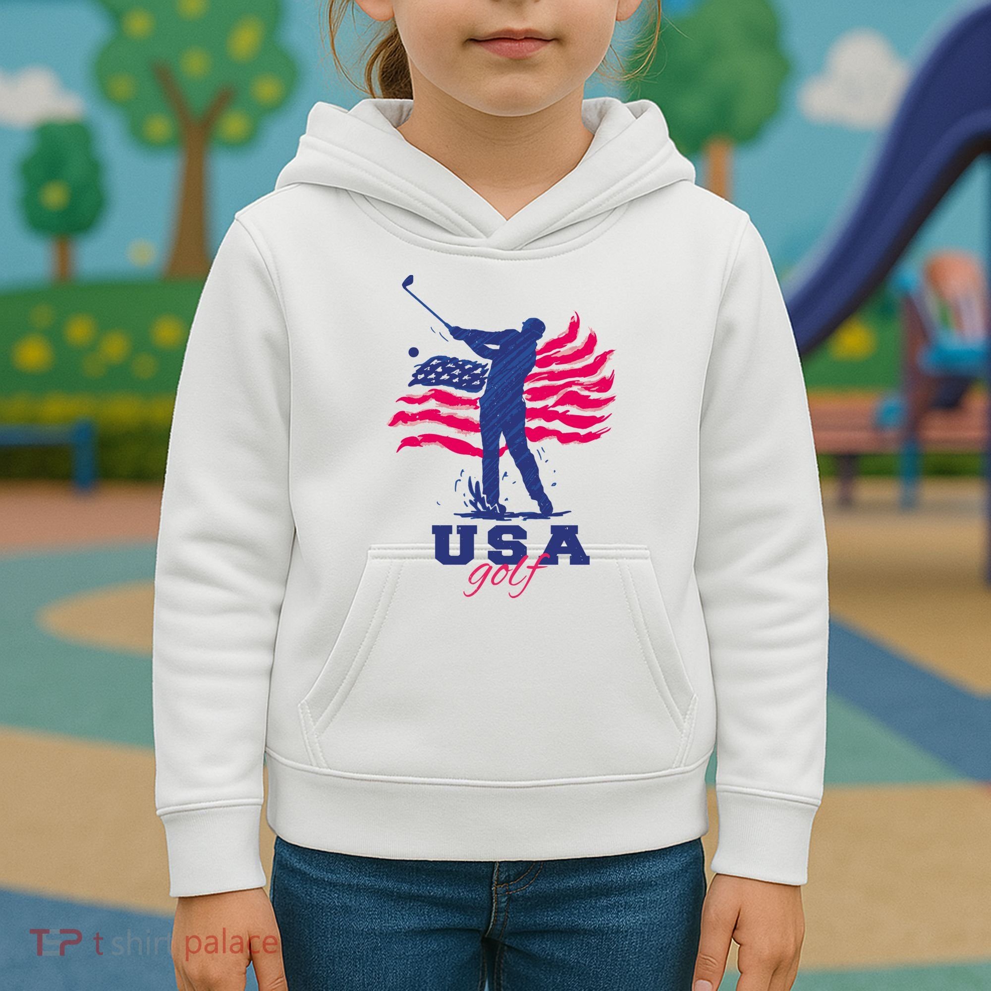 USA American Golf Player Kids Hoodie