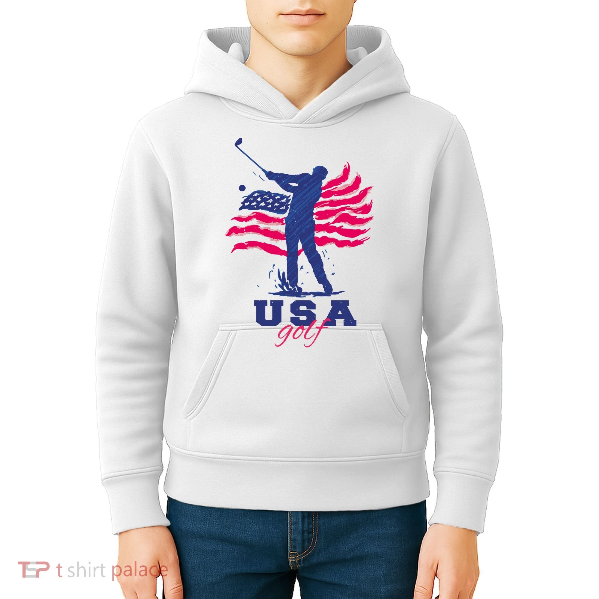 USA American Golf Player Kids Hoodie