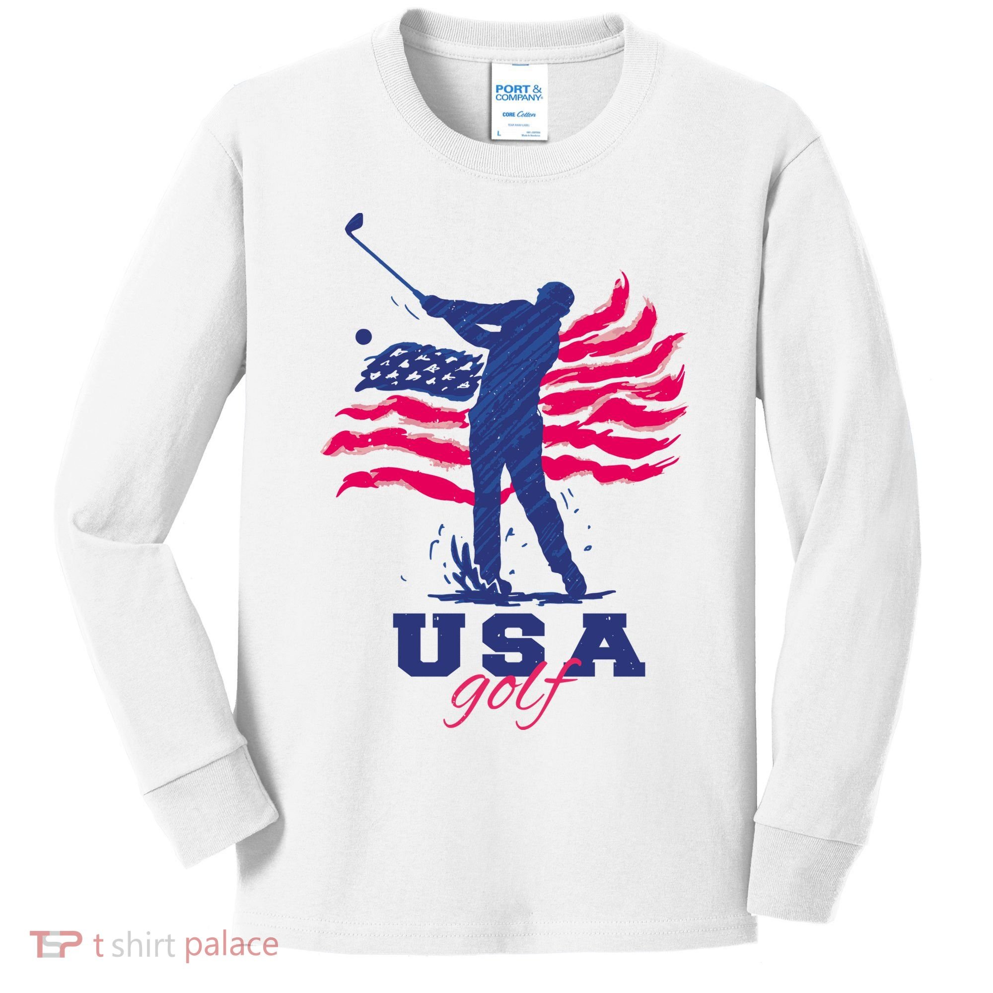 USA American Golf Player Kids Long Sleeve Shirt