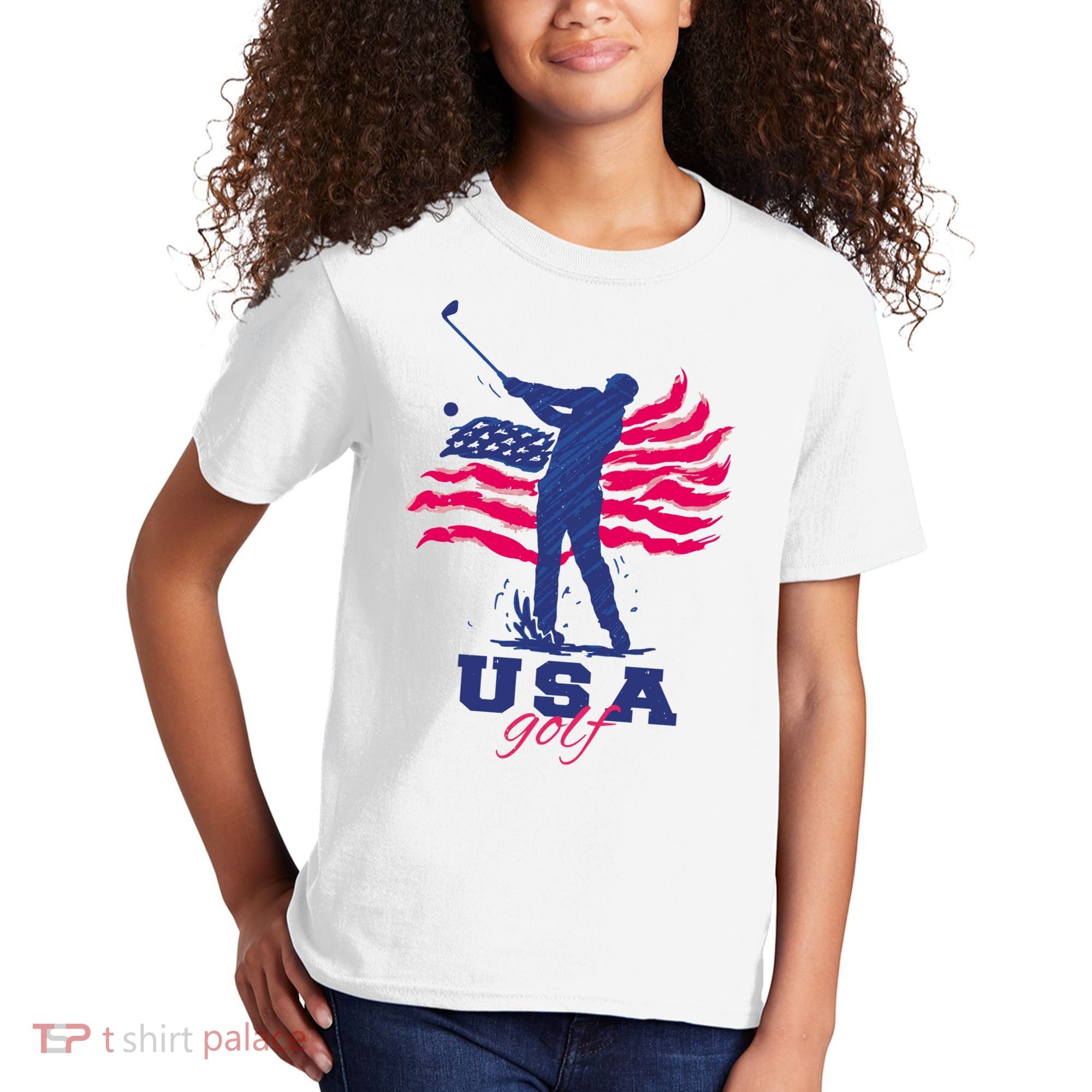USA American Golf Player Kids T-Shirt