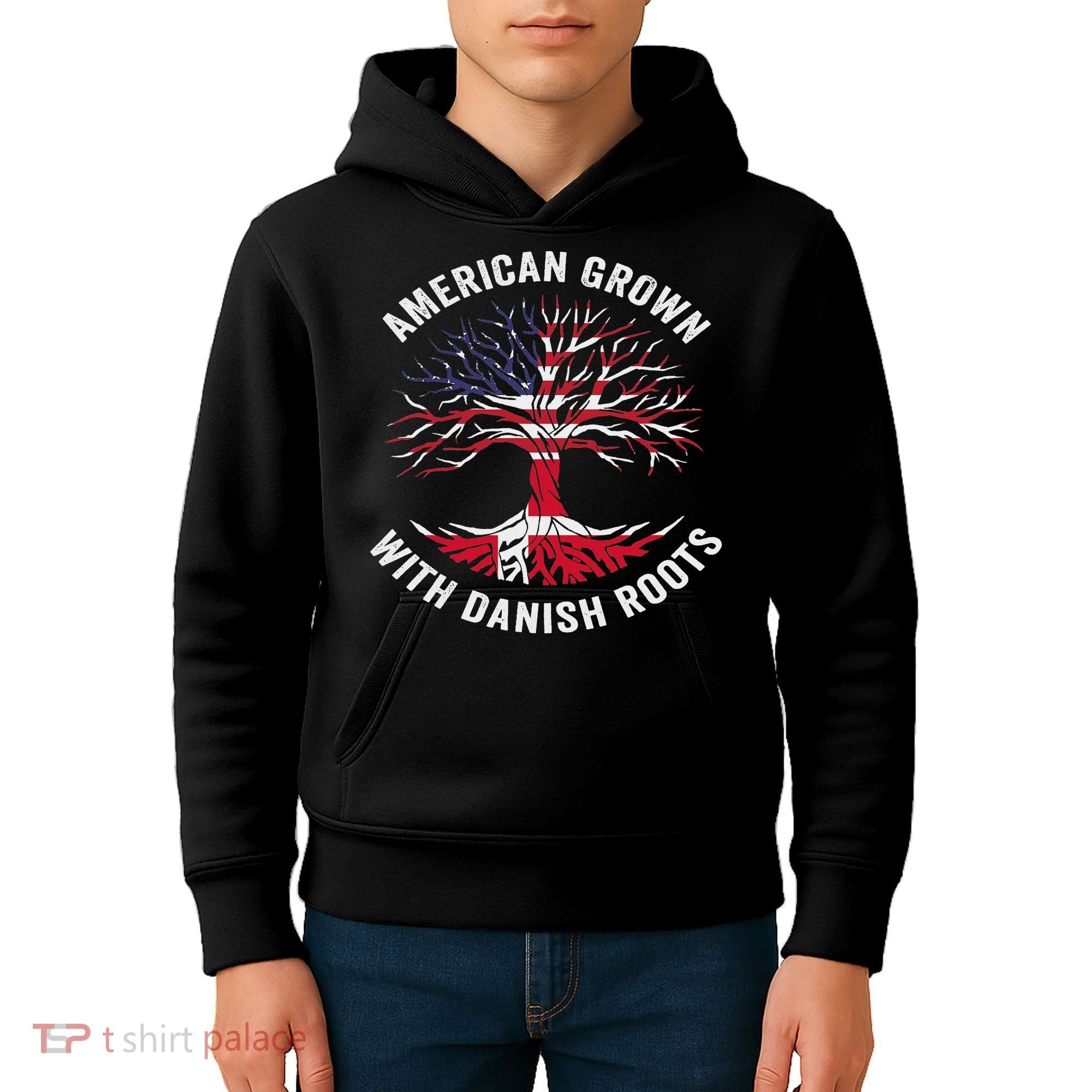 Usa American Grown With Danish Roots Denmark Kids Hoodie