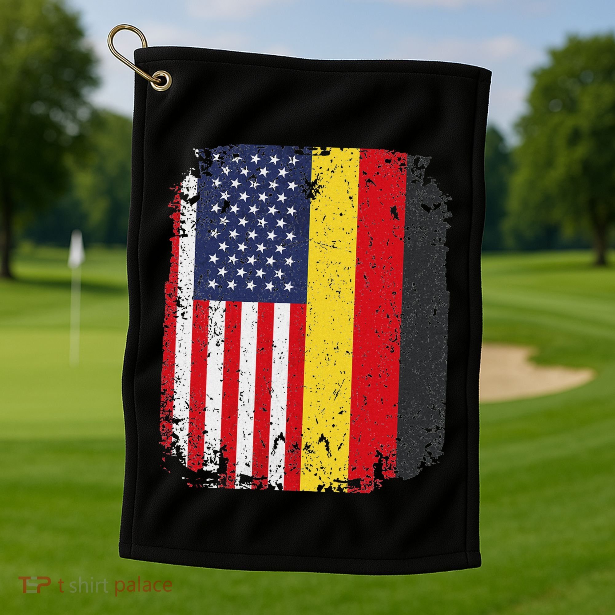 Usa American Germany Flag German Dual Citizenship Golf Towel
