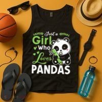 Ust A Girl Who Loves Pandas Cute Panda Tank Top thumb 4