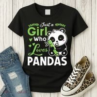 Ust A Girl Who Loves Pandas Cute Panda Women's T-Shirt thumb 3
