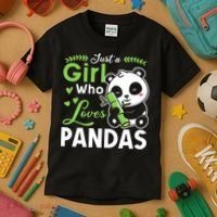 Ust A Girl Who Loves Pandas Cute Panda Kids T-Shirt thumb 3