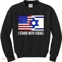 USA and Israel Flag Show Your Support Kids Sweatshirt thumb 0