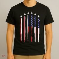 USA Airplane Jet Fighter 4th American Flag Of July Patriotic T-Shirt thumb 3