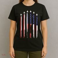USA Airplane Jet Fighter 4th American Flag Of July Patriotic T-Shirt thumb 4