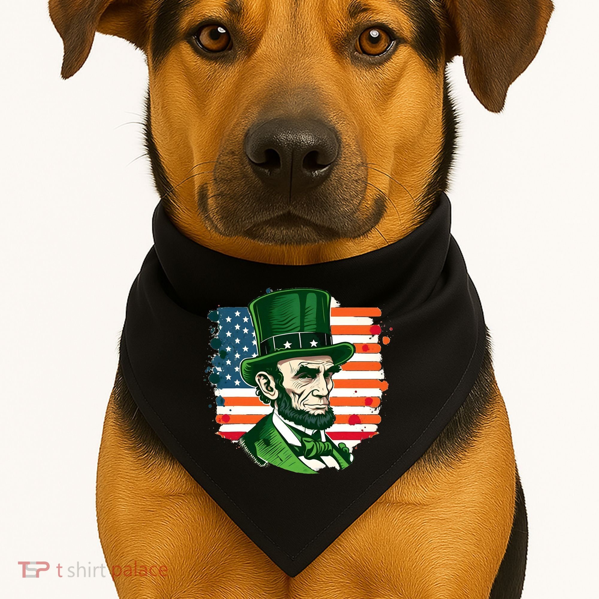 USA Abraham Lincoln St Patricks Day USA-Made Doggie Bandana