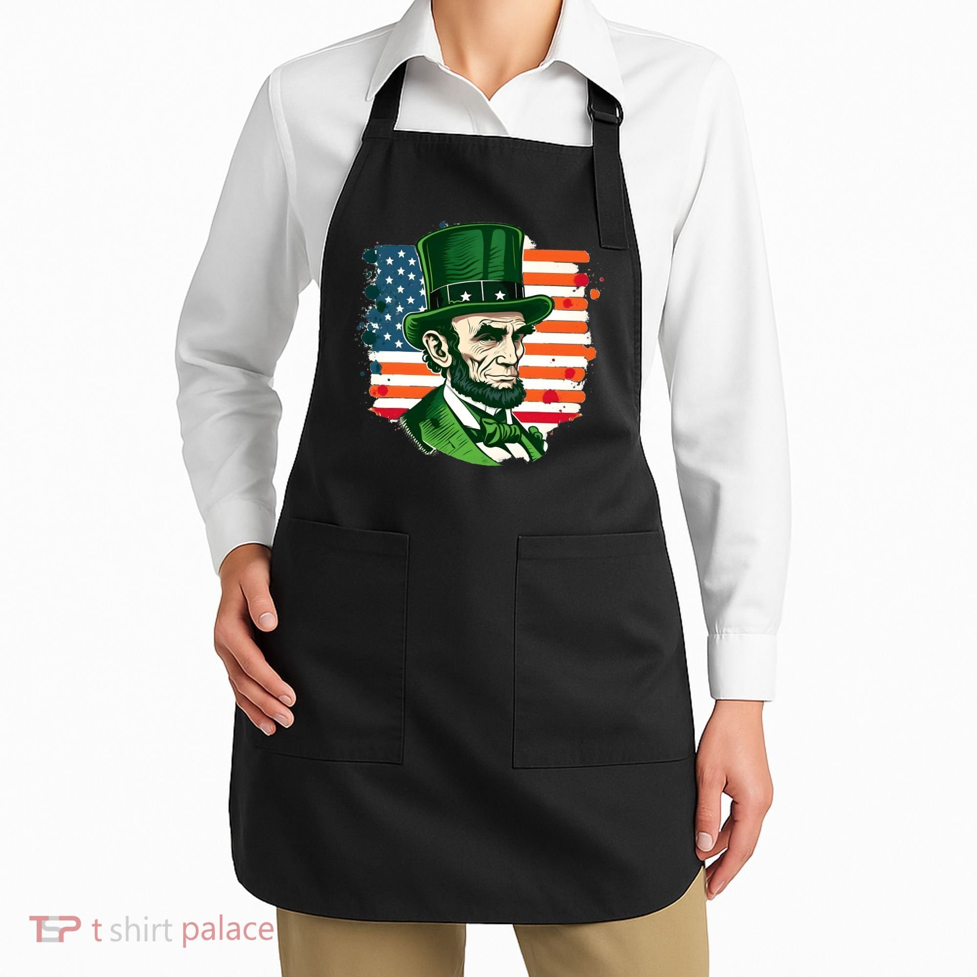 USA Abraham Lincoln St Patricks Day Apron