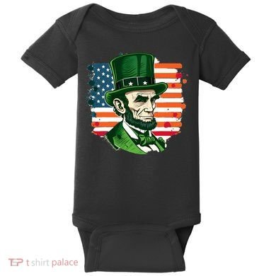 USA Abraham Lincoln St Patricks Day Baby Bodysuit