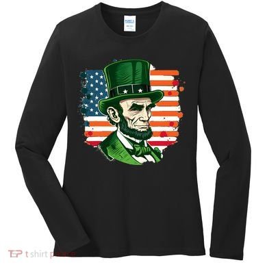 USA Abraham Lincoln St Patricks Day Women's Long Sleeve Shirt